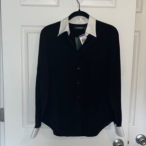 Ralph Lauren Black Dress Shirt with White Collar and Cuffs